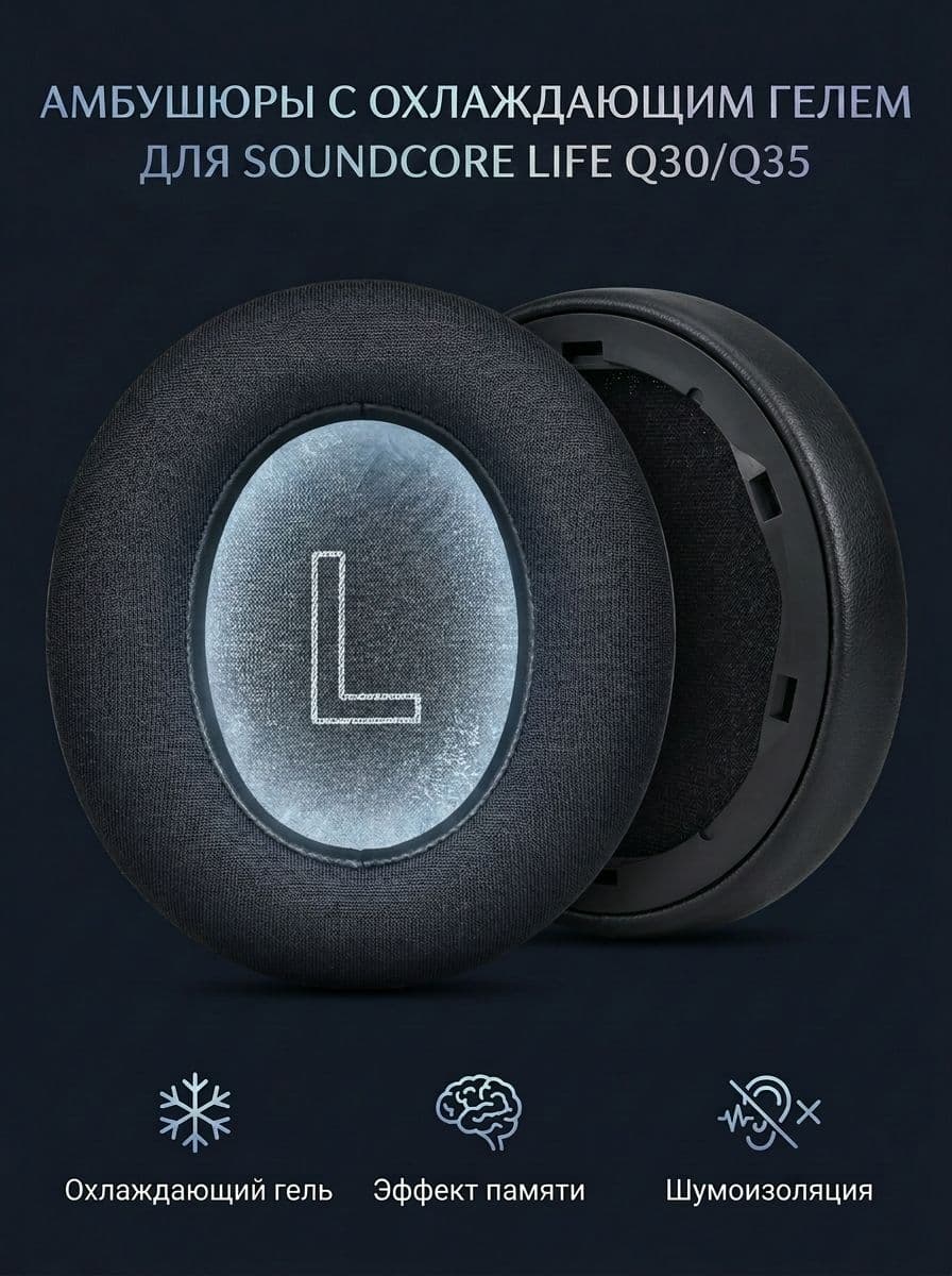 Амбушюры с охлаждающим гелем для Anker Soundcore Life Q30, Q35 BT